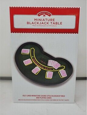 Miniature Blackjack Table Green Felt Mini Cards NEW